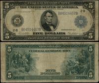 5 dolarów 1914, seria B 84514467 B, niebieska pi