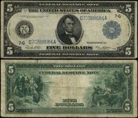 5 dolarów 1914, seria G 70388684 A, niebieska pi