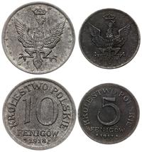 Polska, zestaw: 5 fenigów 1917 i 10 fenigów 1918