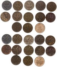 Polska, zestaw monet 2 groszowych z lat 1923-1939