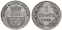 1 złoty 1835, Wiedeń, tło przetarte, biała patyn