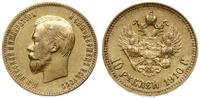 10 rubli 1910 ЭБ, Petersburg, złoto 8.58 g, rzad