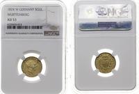 5 guldenów 1824 W, Stuttgart, złoto, moneta w pu