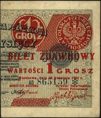 1 grosz 28.04.1924, prawa część, Miłczak 42aP