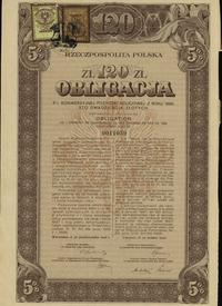 Rzeczpospolita Polska 1918-1939, 5% obligacja konwersyjnej pożyczki kolejowej na 120 złotych, 30.10.1926