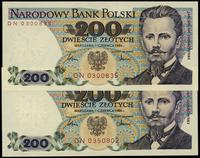 zestaw: 2 x 200 złotych 1.06.1986, seria DN, łąc