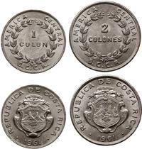 zestaw 2 monet 1961, 1 colon oraz 2 colones, mie