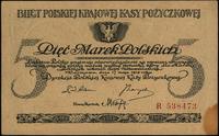 5 marek polskich 17.05.1919, seria R, plama w pr