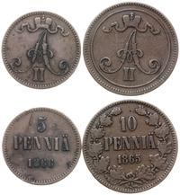 zestaw 5 penniä oraz 10 penniä 1866, 1867, Helsi