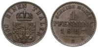 1 fenig 1867 B, Hannover, ładne, AKS 108