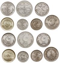 zestaw 7 monet, 1/4 rupii 1951, 1/2 rupii 1949 i