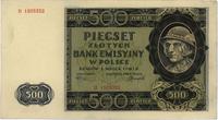 500 złotych 1.03.1940, seria B, bez zgięć, lekko
