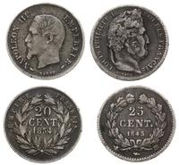 zestaw 2 monet, 25 centymów 1845 BB (mennica Str