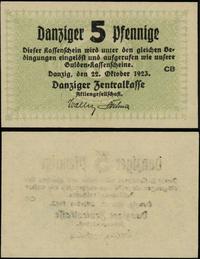 5 fenigów 22.10.1923, inicjały drukarni CB, ugię
