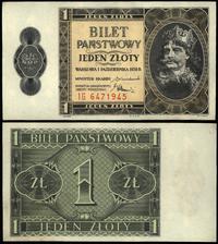 1 złoty 1.10.1938, seria IG, rzadki banknot w pi