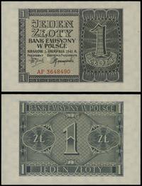 1 złoty 1.08.1941, seria AF, numeracja 3648490, 