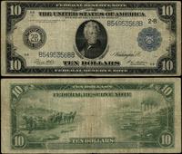 10 dolarów 1914, seria B54953568B, niebieska pie