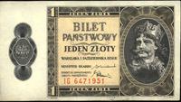 1 złoty 1.10.1938, seria IG, podlepiony na dolny