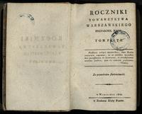 wydawnictwa polskie, Roczniki Towarzystwa Warszawskiego Przyjacioł Nauk: tom piąty, Warszawa 1808