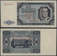 20 złotych 1.07.1948, seria B, numeracja 2764192