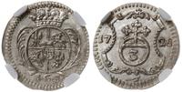 3 halerze 1728 IGS, Drezno, piękna moneta w pude