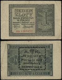 1 złoty 1.08.1941, seria BB, numeracja 1105852, 