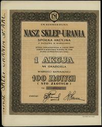 1 akcja na 100 złotych 1928, numeracja 0094, z t