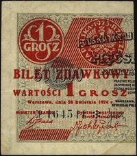 1 grosz 28.04.1924, seria CP bilet zdawkowy - st