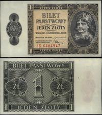 1 złoty 1.10.1938, seria IG, bardzo ładny, Miłcz