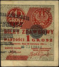 1 grosz 28.04.1924, Seria A0, prawa część, Miłcz
