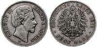 5 marek 1875 D, Monachium, patyna, AKS 194, Jaeg