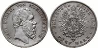 5 marek 1875 F, Stuttgart, moneta czyszczona, AK