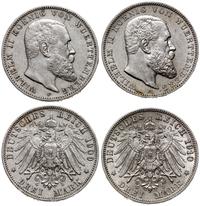 Niemcy, zestaw 2 x 3 marki, 1909 F, 1910 F