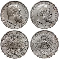 Niemcy, zestaw 2 x 3 marki, 1909 F, 1911 F