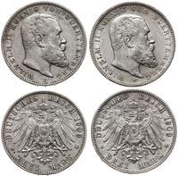 Niemcy, zestaw 2 x 3 marki, 1909 F