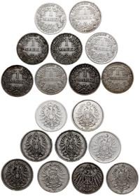 Niemcy, zestaw 9 x 1 marka, 1873/B, 1875/A, 1876/A, 1878/J, 1880/D,