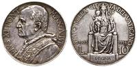 10 lirów 1933/1934, srebro, patyna. tło czyszczo