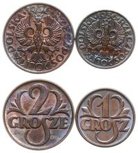 lot 2 monet 1936, Warszawa, 1 grosz, 2 grosze, r