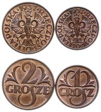 lot 2 monet 1937, Warszawa, 1 grosz, 2 grosze, r