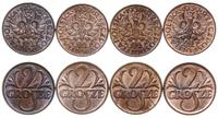 Polska, zestaw 4 x 2 grosze, 1936, 1937, 1939, 1939