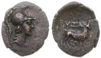 brąz ok. 300 pne, Hephaestia, Aw: Głowa Ateny w 