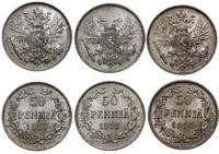 Finlandia, zestaw 3 x 50 penniä, 1914, 1916, 1917