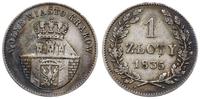 1 złoty 1835, Wiedeń, kolorowa patyna na awersie