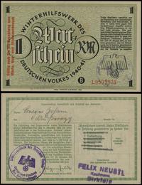 1 marka 1940-1941, seria L, numeracja 9593376, w