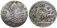 trojak 1586, Ryga, duża głowa króla, wysoka koro