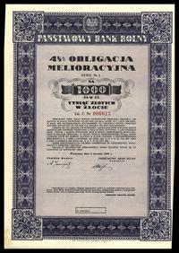4 1/2 % Obligacja Melioracyjna na 1.000 złotych 