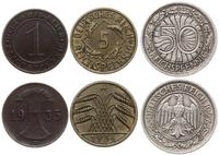zestaw 3 monet, w skład zestawu wchodzi 1 fenig 