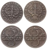 zestaw 2 x 5 groszy 1925, 1930, Warszawa, razem 
