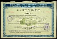 Polska, 4 1/2 % List Zastawny 5 serii Towarzystwa Kredytowego Ziemskiego w Warszawie na 440 złotych, 24 października 1935