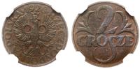 2 grosze 1928, Warszawa, piękna moneta w pudełku